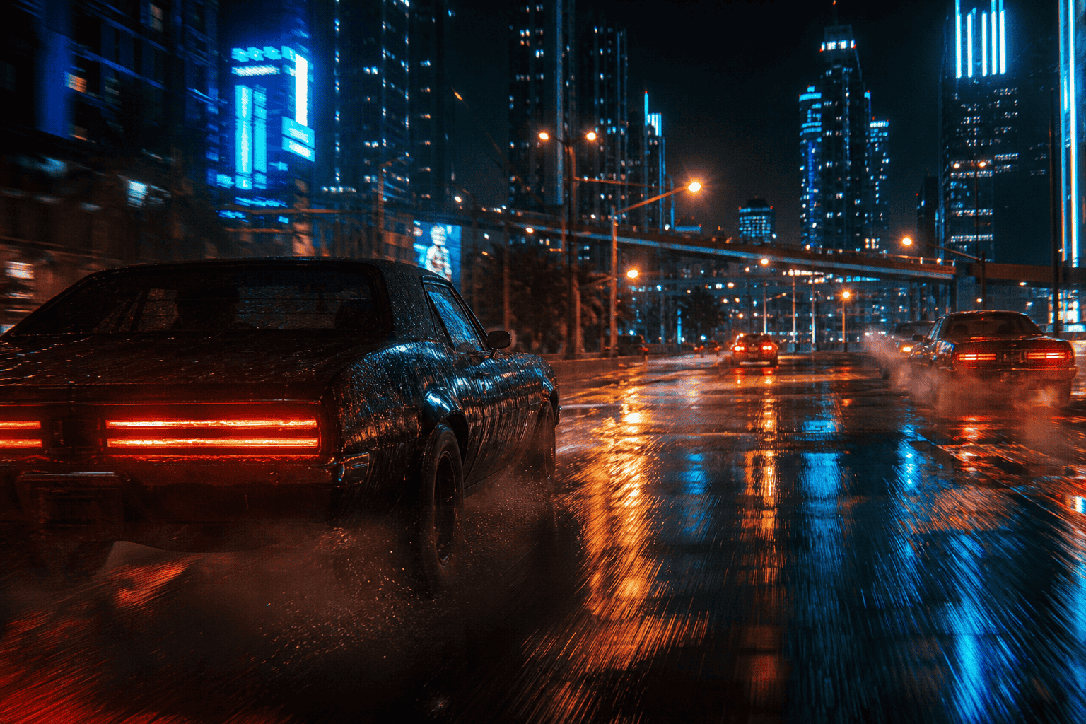 Action thriller neon city chase