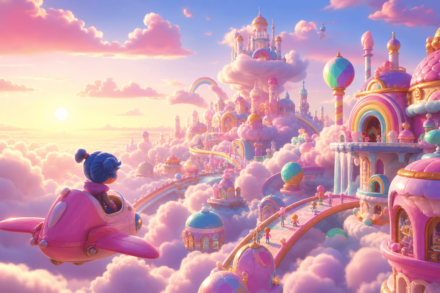 Animated feature, candy-colored cloud city